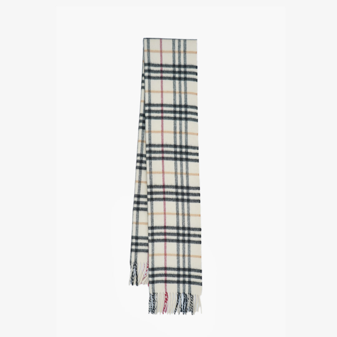 Burberry Cashmere Plaid Print Pre-Loved Scarf