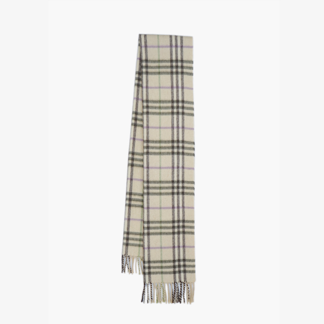 Burberry Cashmere Plaid Print Pre-Loved Scarf
