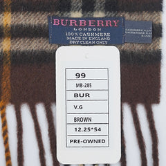 Burberry Cashmere Plaid Print Pre-Loved Scarf