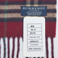 Burberry Cashmere Plaid Print Pre-Loved Scarf