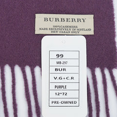 Burberry Cashmere Plaid Print Pre-Loved Scarf