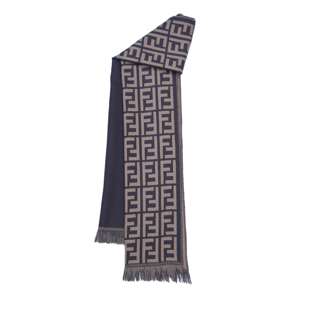 Fendi Authentic Wool FF Pattern Vintage Pre-Loved Scarf