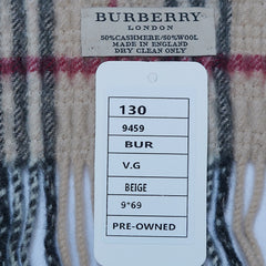 Cashmere/Wool Plaid Print Vintage Pre-Loved Scarf