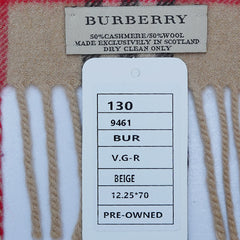 Cashmere/Wool Plaid Print Vintage Pre-Loved Scarf