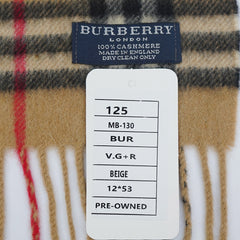 Burberry Cashmere Vintage Check Printed Pre-Owned Scarf