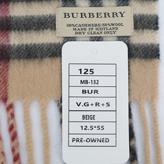 Burberry Cashmere/Wool Classic Printed Pre-Owned Scarf