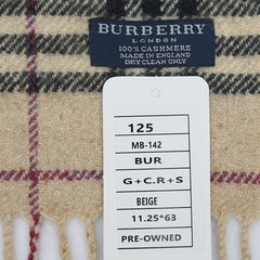 Burberry Cashmere Check Printed Pre-Owned Scarf
