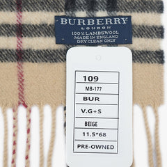 Burberry Lambswool Plaid Printed Pre-Owned Scarf