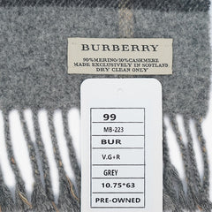 Burberry Wool Reversible Check Printed Pre-Owned Scarf